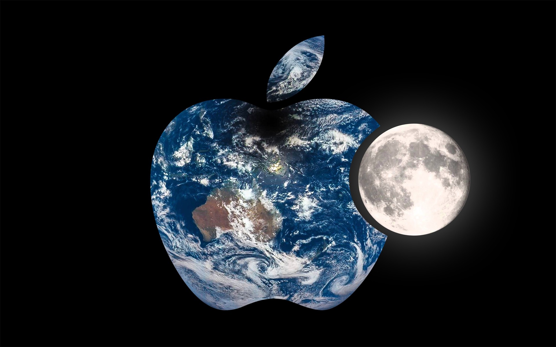 logo apple earth eat moon